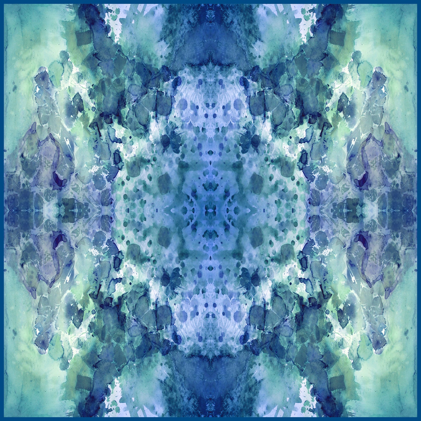 Clear Blue Oversized Square Tea-Printed Silk Scarf - 100% Silk, 53x53" - Teascarf Brooklyn