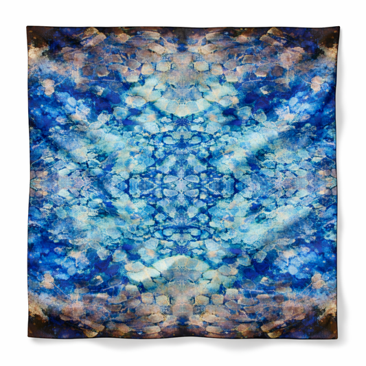 Oversized Silk & Wool Art Scarf – Blue Dream (52”)