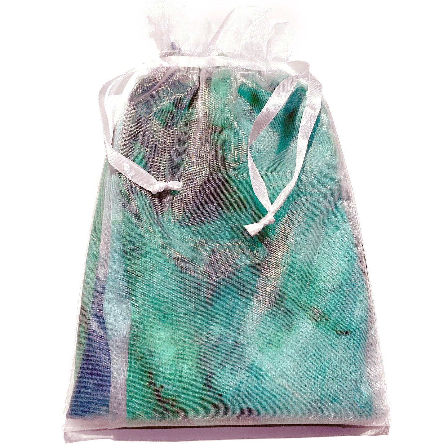 Peacock Green Oversized Square Tea-PrintedSilk Chiffon Scarf - 100% Silk, 53x53" - Teascarf Brooklyn