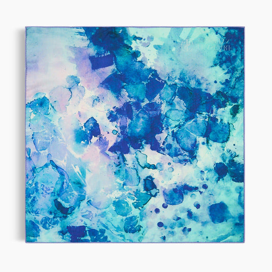 Peacock Green Small Square Silk/Wool Tea-Printed Scarf - Silk/Wool Blend, 26" x 26" - Teascarf Brooklyn