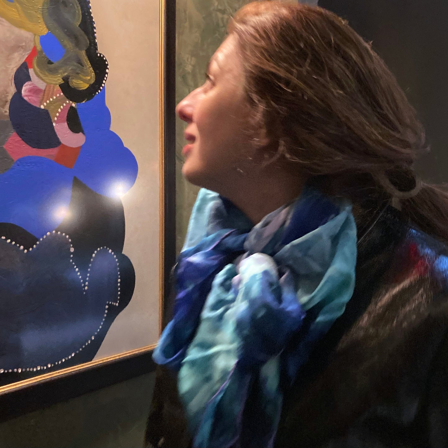 Peacock Green Oversized Square Tea-PrintedSilk Chiffon Scarf - 100% Silk, 53x53" - Teascarf Brooklyn