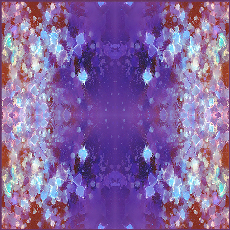 Purple Rain Oversized Square Tea-Printed Silk Chiffon Scarf 100% Silk, 53x53" - Teascarf Brooklyn