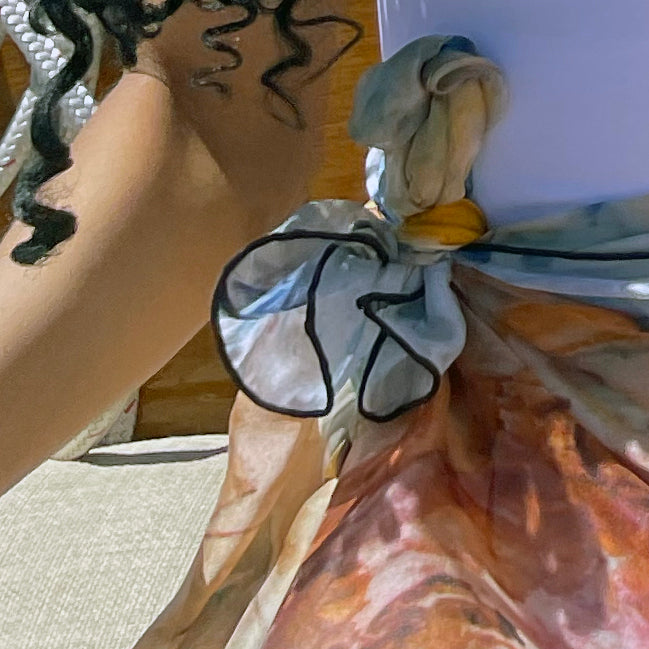 Rare Earth Oversized Square Tea-Printed Silk Chiffon Scarf - 100% Silk, 53x53" - Teascarf Brooklyn