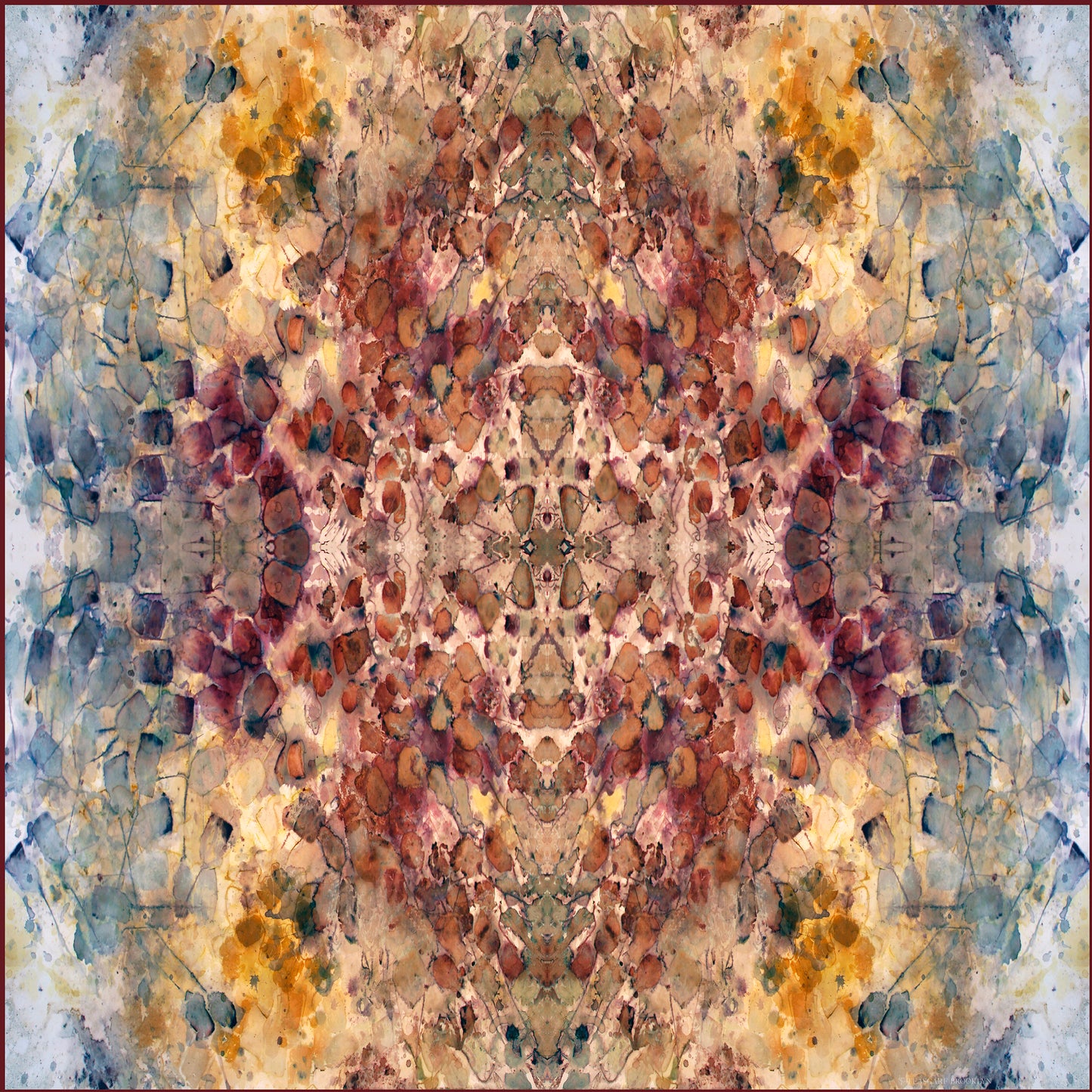 Rare Earth Oversized Square Tea-Printed Silk Chiffon Scarf - 100% Silk, 53x53" - Teascarf Brooklyn
