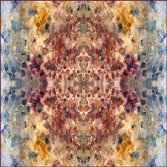 Rare Earth Oversized Square Tea-Printed Silk Chiffon Scarf - 100% Silk, 53x53" - Teascarf Brooklyn