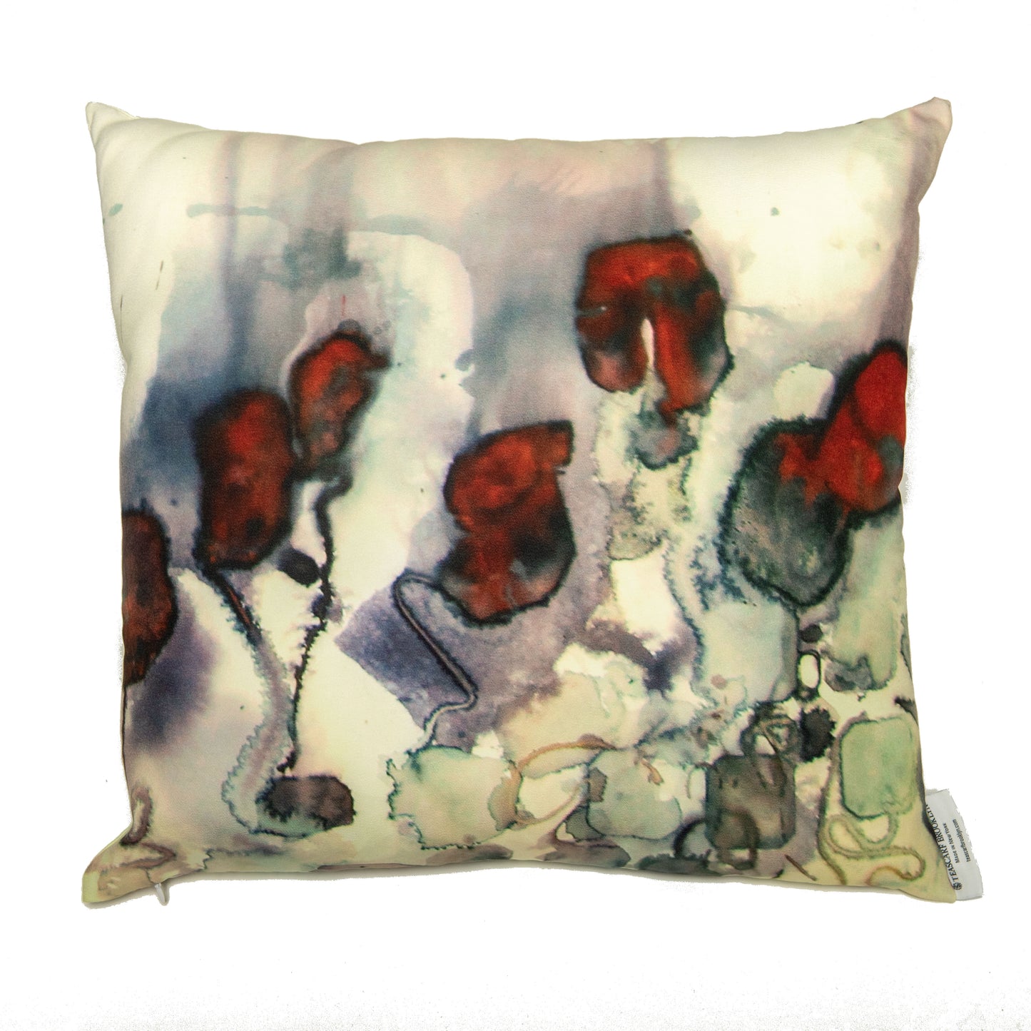 Winterberry Square Tea-Printed Pillow Cover - Teascarf Brooklyn