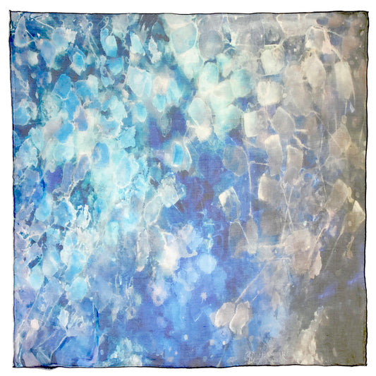 Blue Dream Small Square Tea-Printed Silk Chiffon Scarf 100% Silk, 26x26" - Teascarf Brooklyn