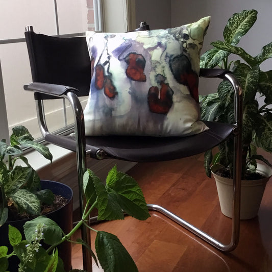 Winterberry Square Tea-Printed Pillow Cover - Teascarf Brooklyn