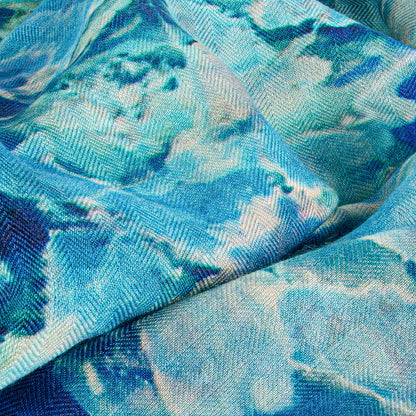 Blue Dream Silk/Wool Bandana - Silk/Wool Blend, 26" x 26"