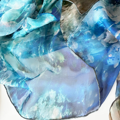 Blue Dream — Silk Chiffon Art Scarf (52")