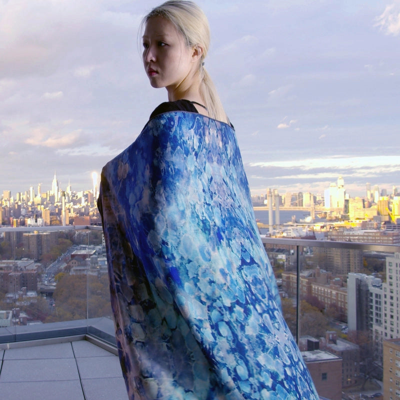 Blue Dream — Silk-Wool Art Scarf (52”)