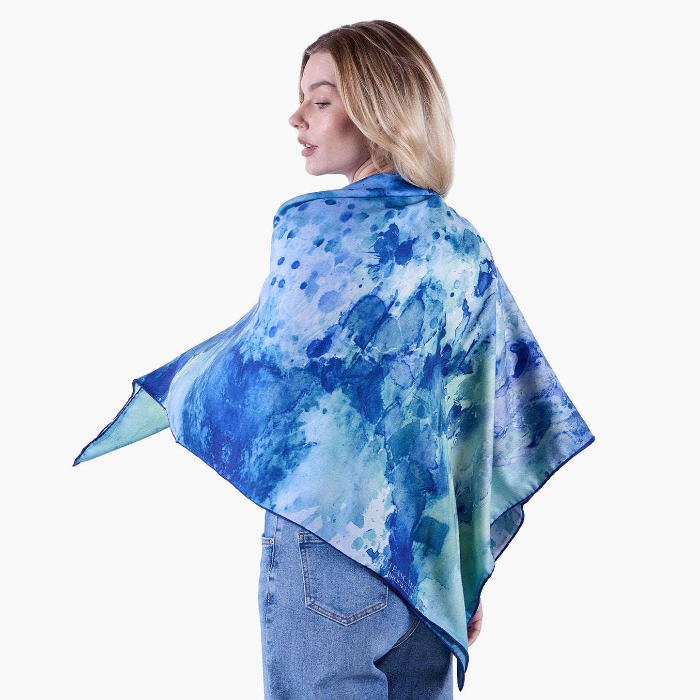 Oversized Clear Blue Silk/Wool Scarf