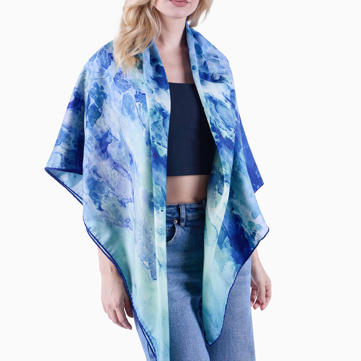Clear Blue — Silk-Wool 52" - Teascarf Brooklyn