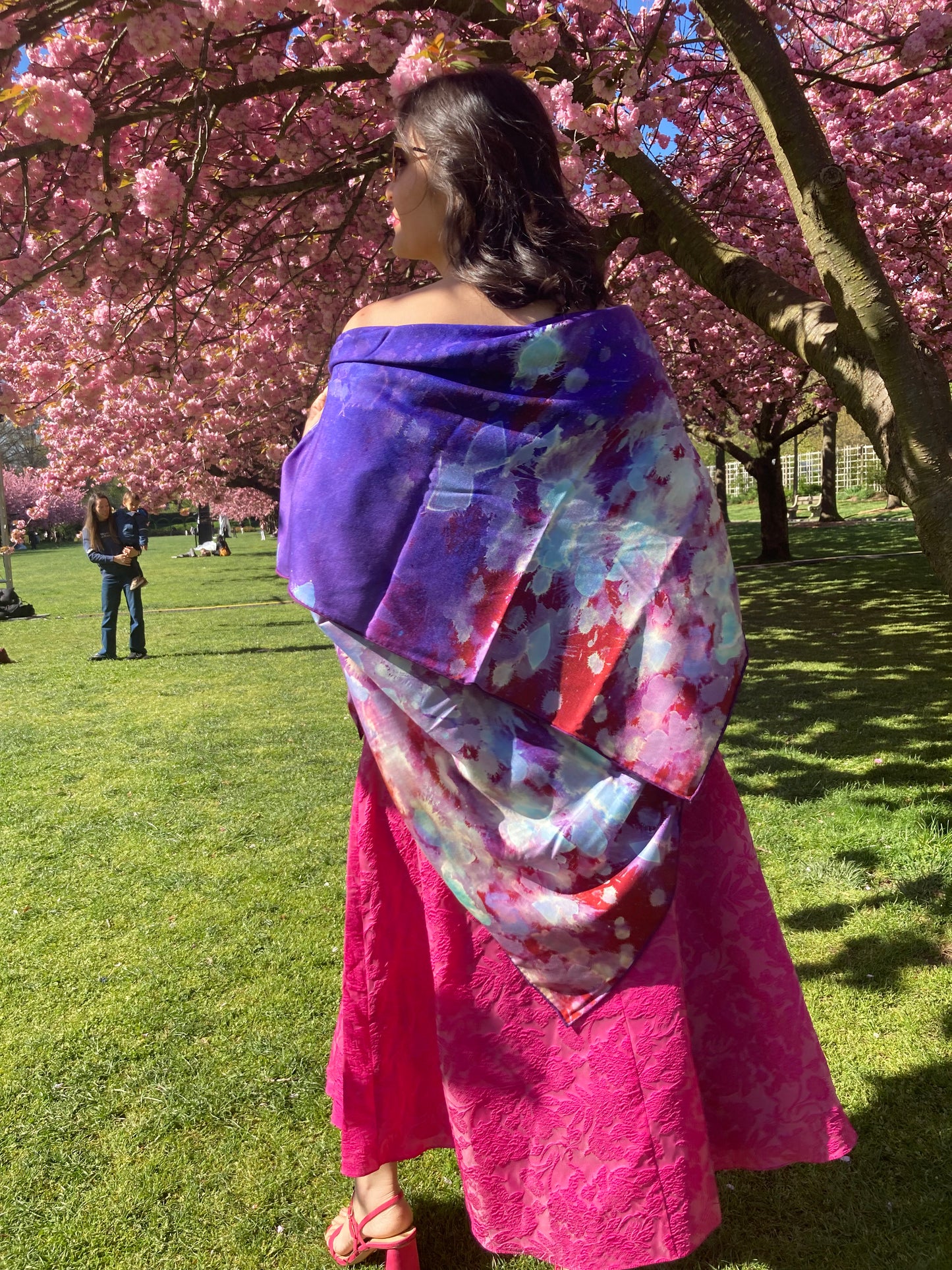 Oversized Purple Rain Silk/Wool Scarf