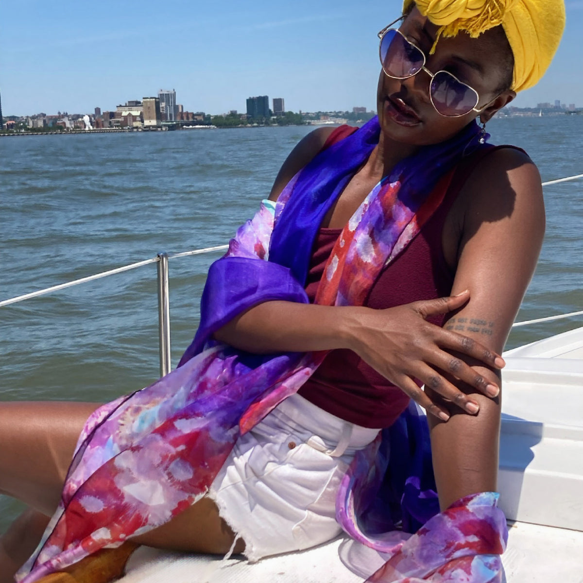Purple Rain — Oversized and Small Silk Chiffon 52" - Teascarf Brooklyn