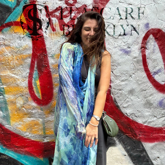 Clear Blue — Silk Chiffon Art Scarf (52")