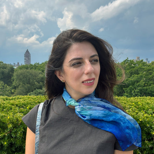 Clear Blue — Silk Chiffon Art Scarf (24")