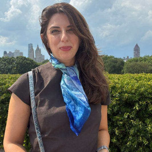Clear Blue Scarf • Silk Chiffon 24"