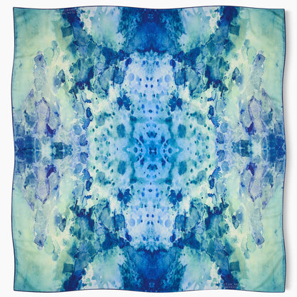 Teascarf Brooklyn • Clear Blue Art Scarf • Oversized Silk-Wool (52")