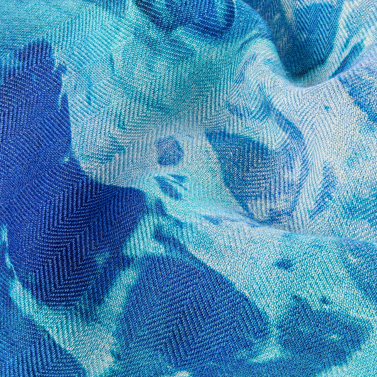 Peacock Green Small Square Silk/Wool Tea-Printed Scarf - Silk/Wool Blend, 24x24" - Teascarf Brooklyn