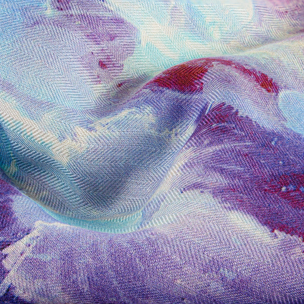 Purple Rain Small Square Silk/Wool Tea-Printed Scarf - Silk/Wool Blend, 26x26" - Teascarf Brooklyn