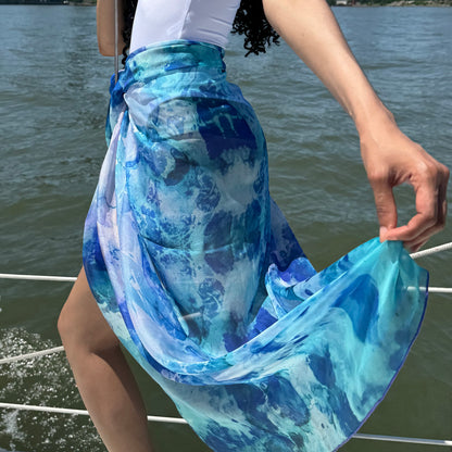 Oversized Peacock Green Silk Chiffon Scarf