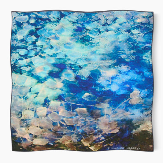 Silk & Wool Art Scarf – Blue Dream (24”)