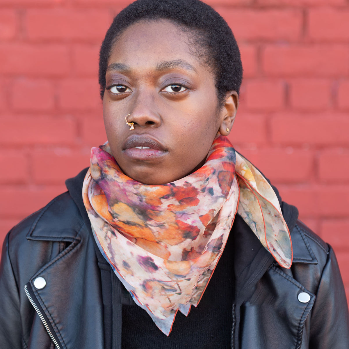 Rare Earth Small Square Tea-Printed Silk Chiffon Scarf - 100% Silk, 26" x 26" - Teascarf Brooklyn