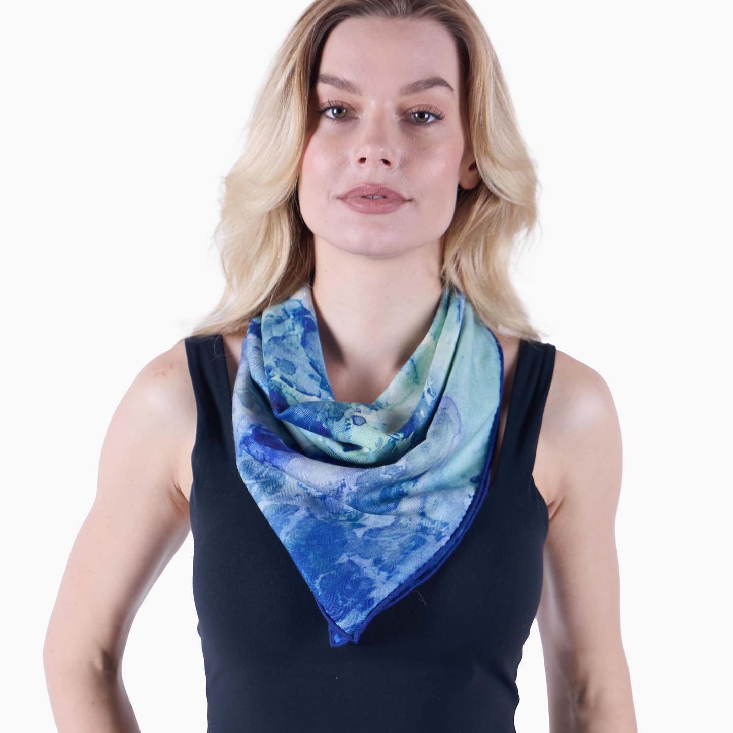 Small Clear Blue Silk/Wool Scarf