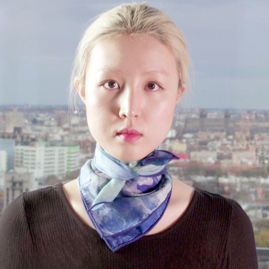 Small Clear Blue Silk/Wool Scarf