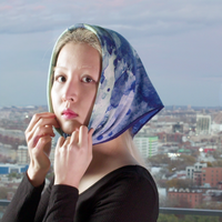 Clear Blue — Silk-Wool Art Scarf (24")