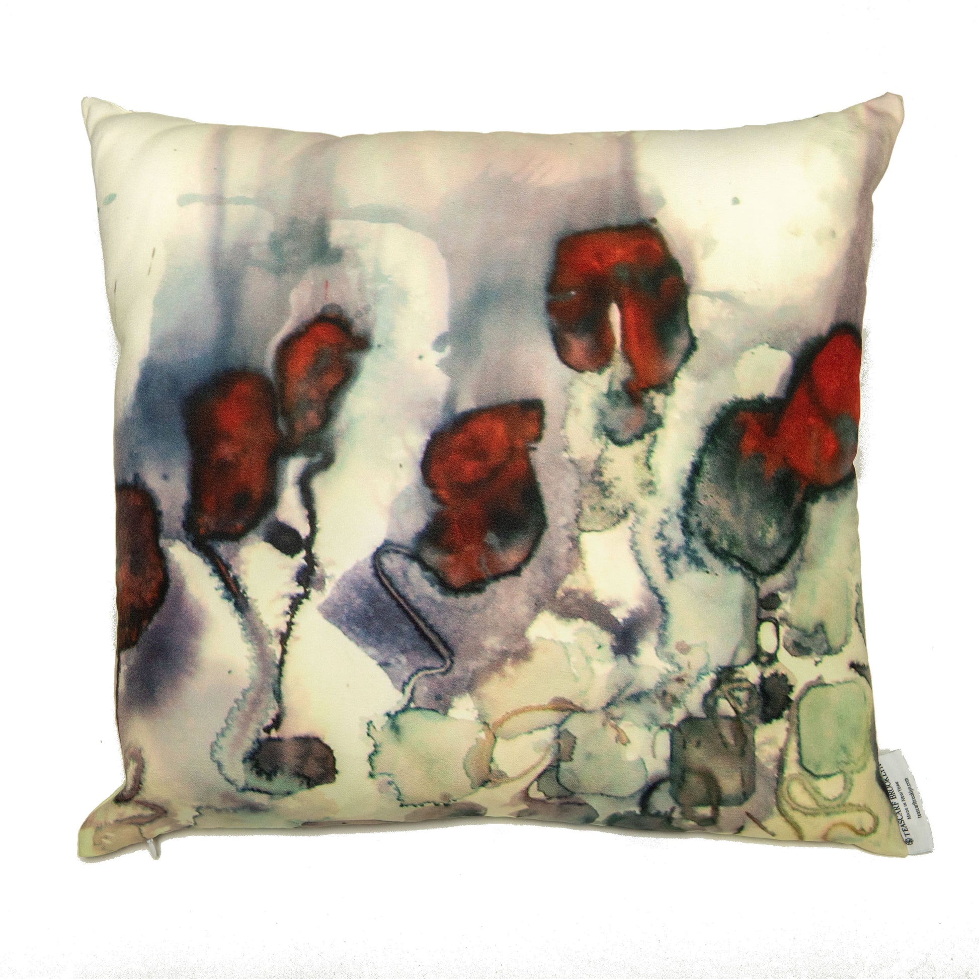 Winterberry Square Tea-Printed Pillow Cover - Teascarf Brooklyn