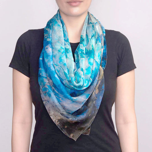 Blue Dream — Silk Chiffon Art Scarf (52")
