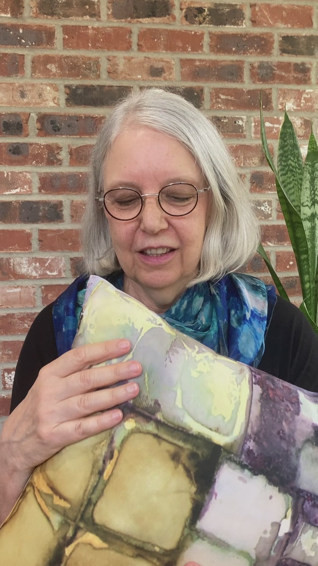 Soft Citrine tea-printed art pillow cover, 18 inch square