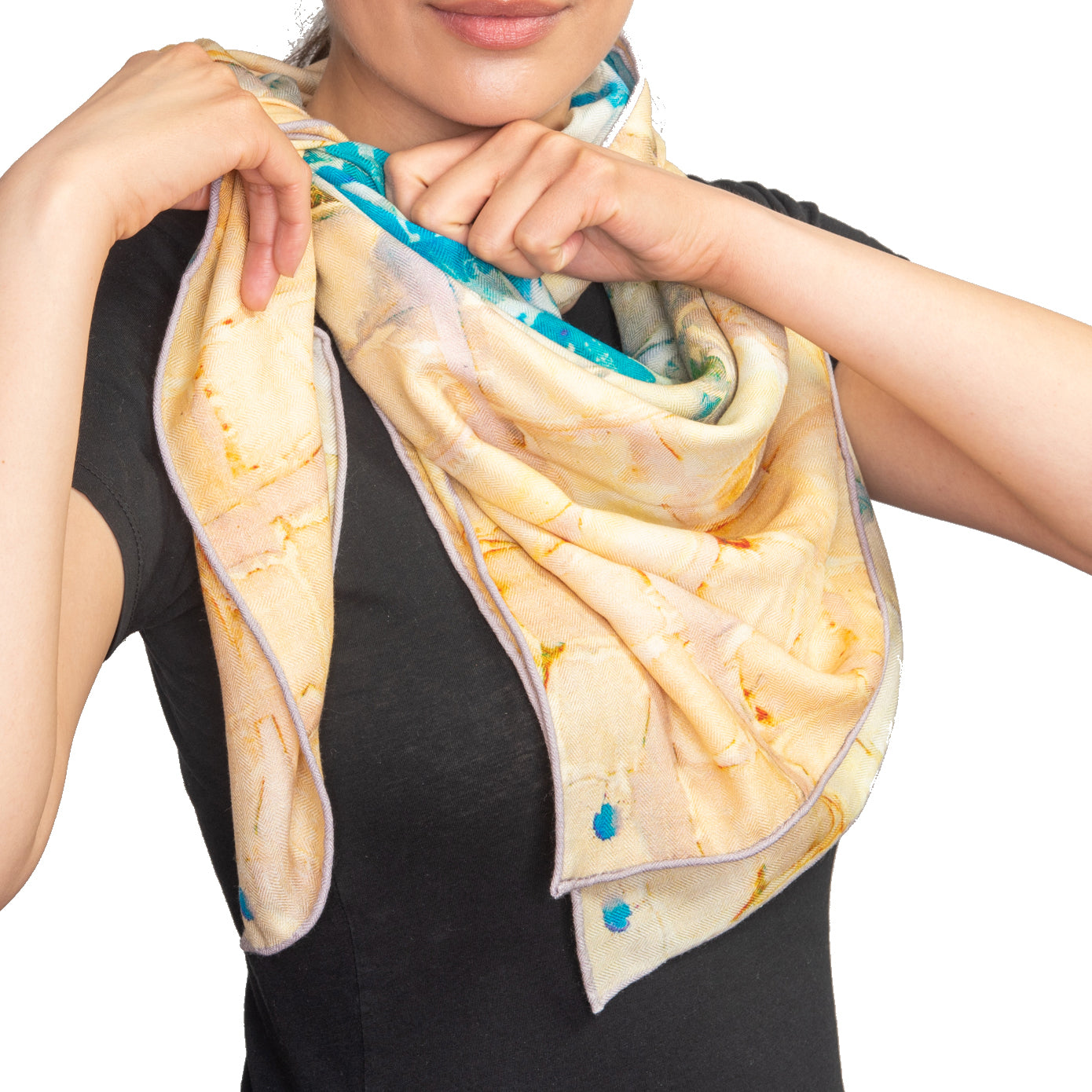 Oversized Calm Camomile Silk/Wool Scarf